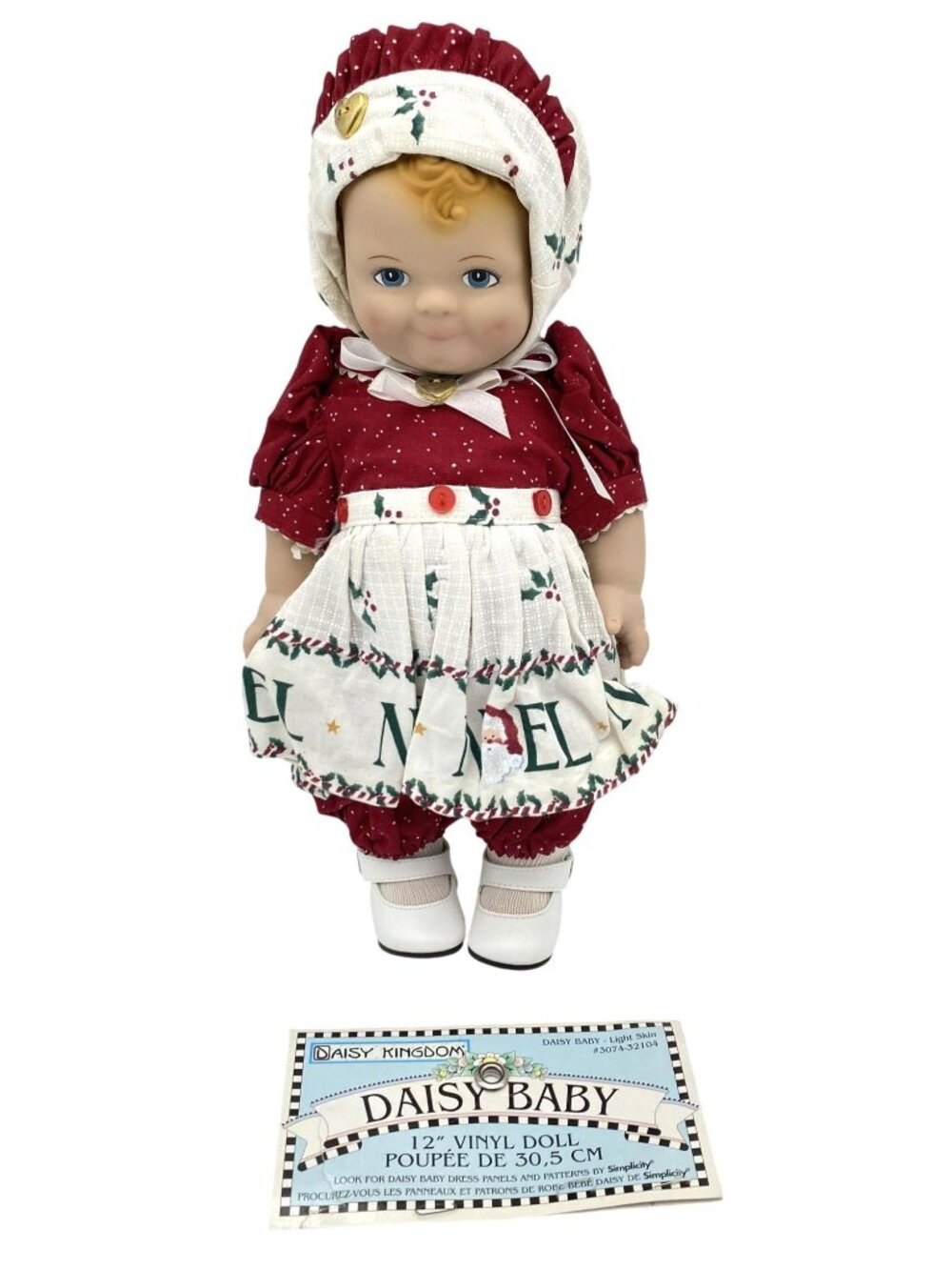 Daisy Kingdom Daisy Baby 12" Vinyl Doll With Christmas NOEL Outfit 1991 Blonde